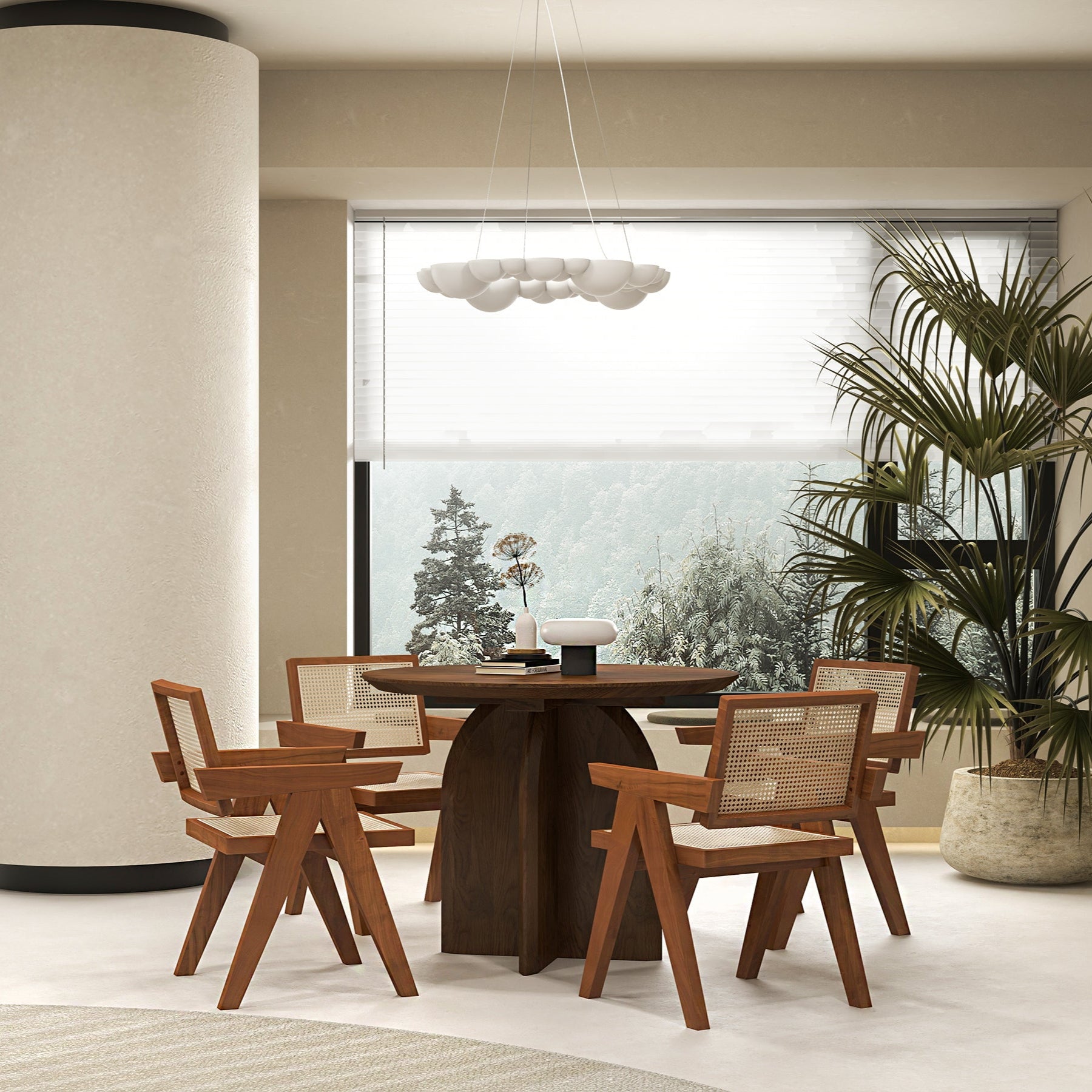 Aurelia | Round Dining Set with Woven Cane Chairs