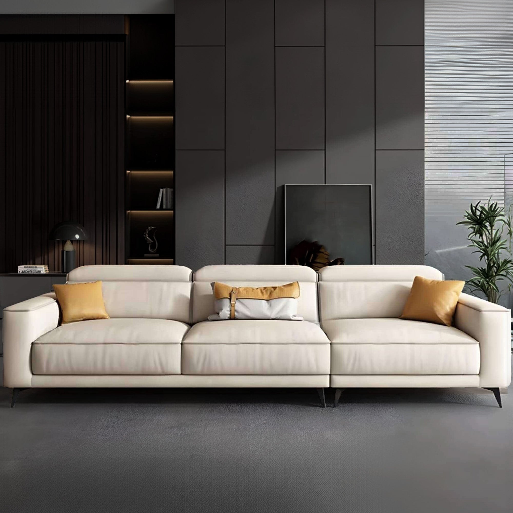 Set of sofa, featuring a movable headrest for customizable comfort.