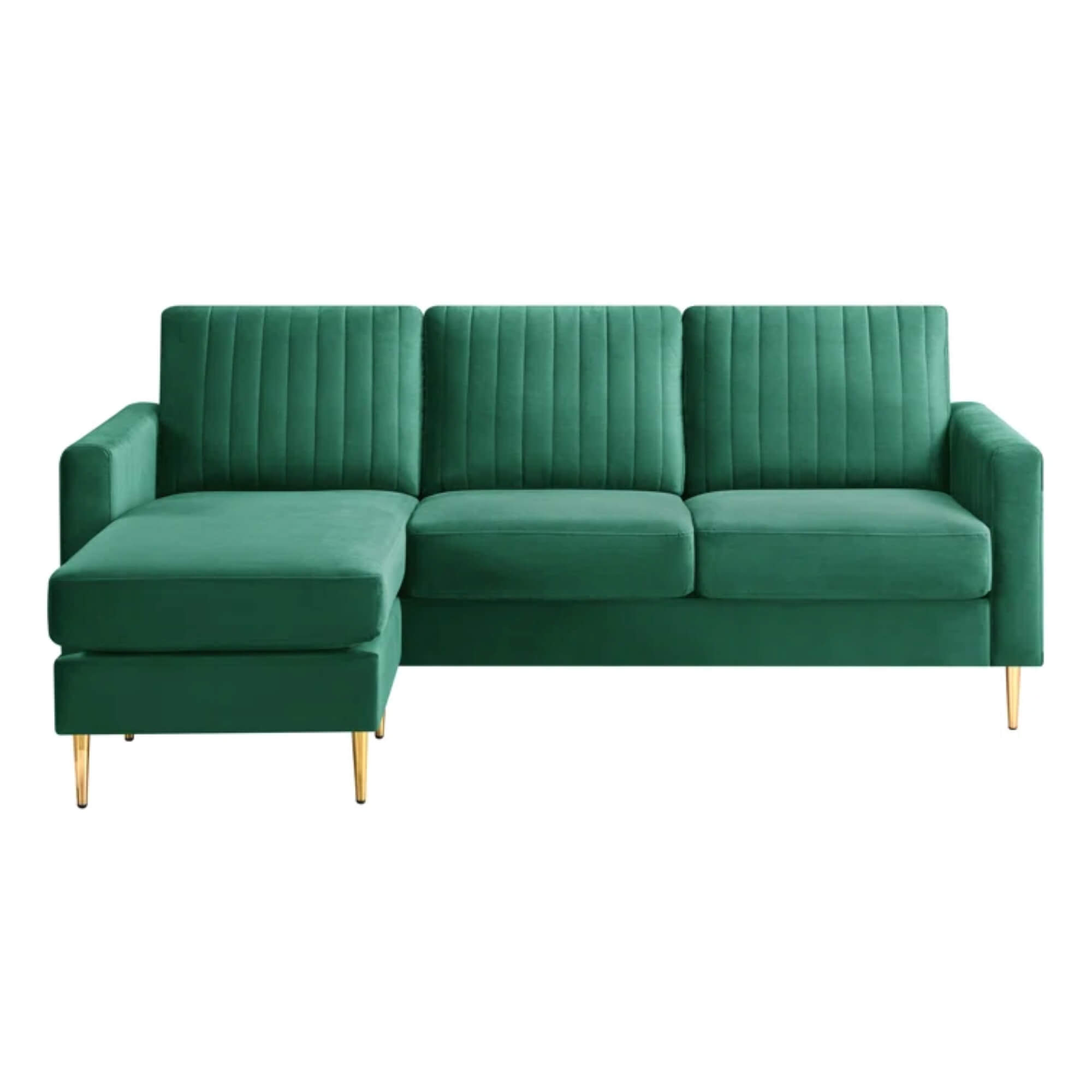 Sofa for corner, with a compact yet stylish frame. Duroflex foam sofa.