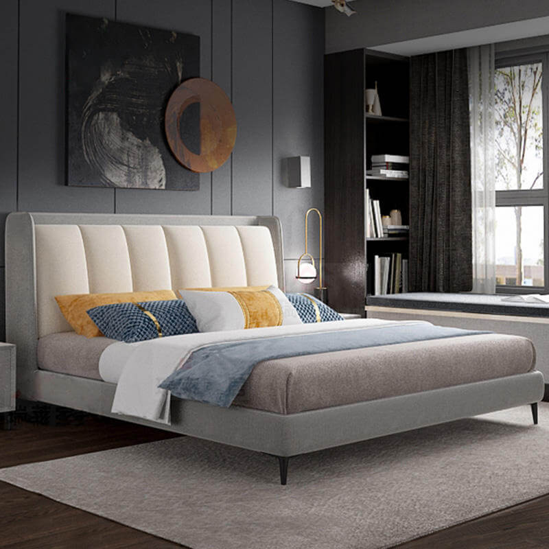 Bed in king size, featuring dual-tone fabric and premium materials, dual tone upholstered bed