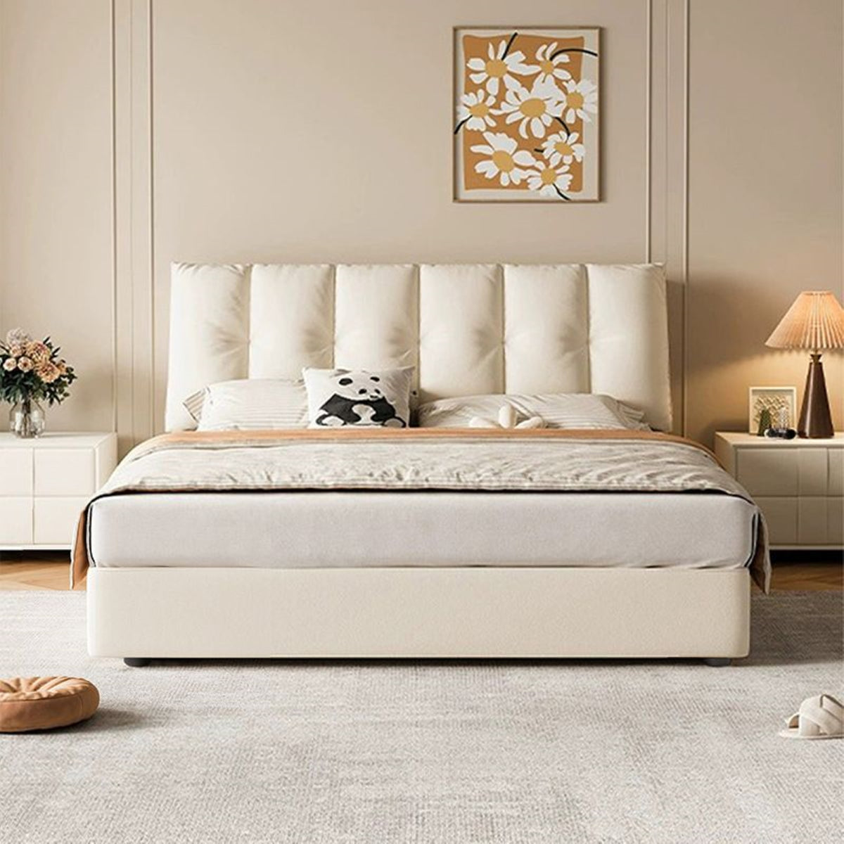 Ray Fabric Upholstered Bed Cot | Custom size : Queen, King