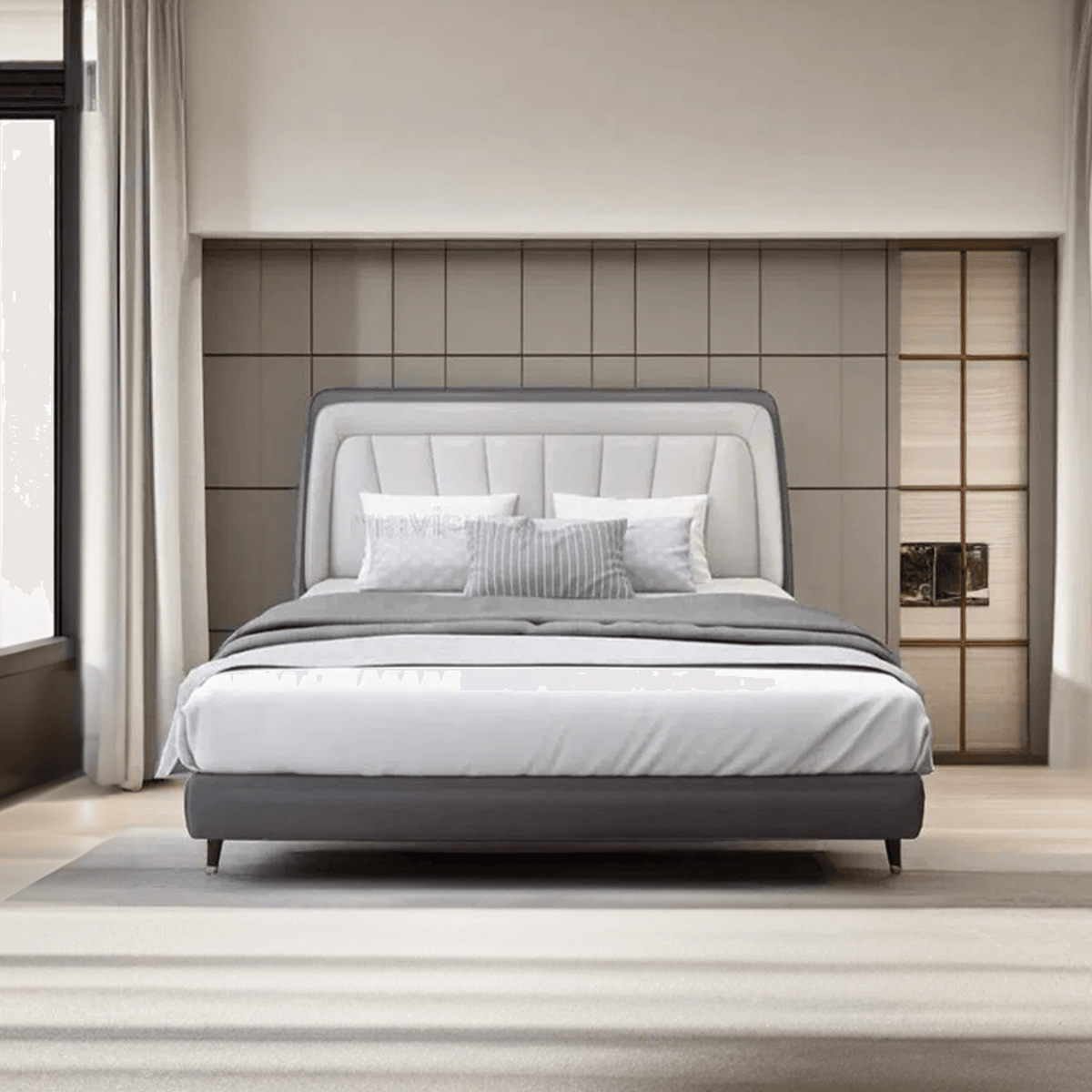 Marquez Upholstered Bed Cot | Custom size : Queen, King