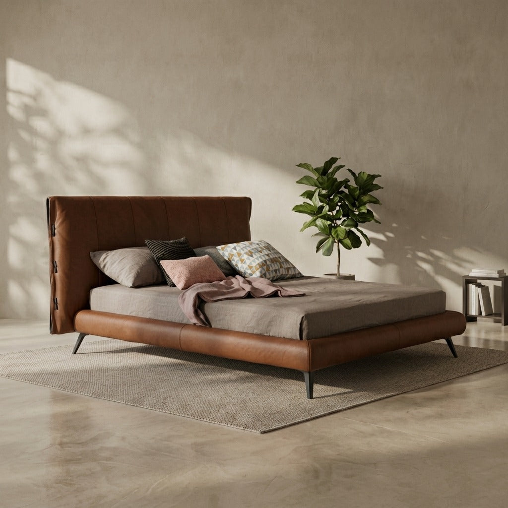 Callum Upholstered Bed in Leather