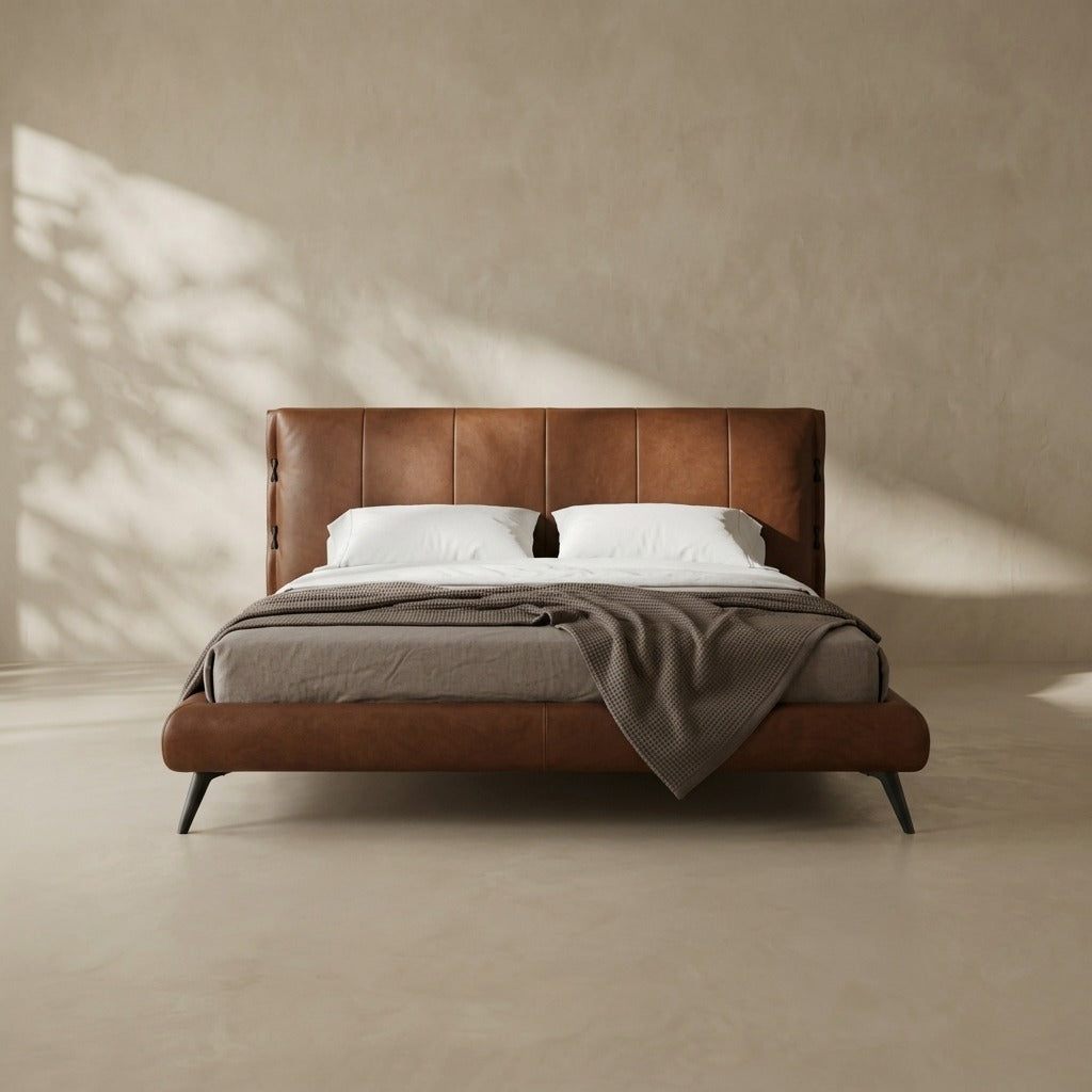 Callum Upholstered Bed in Leather