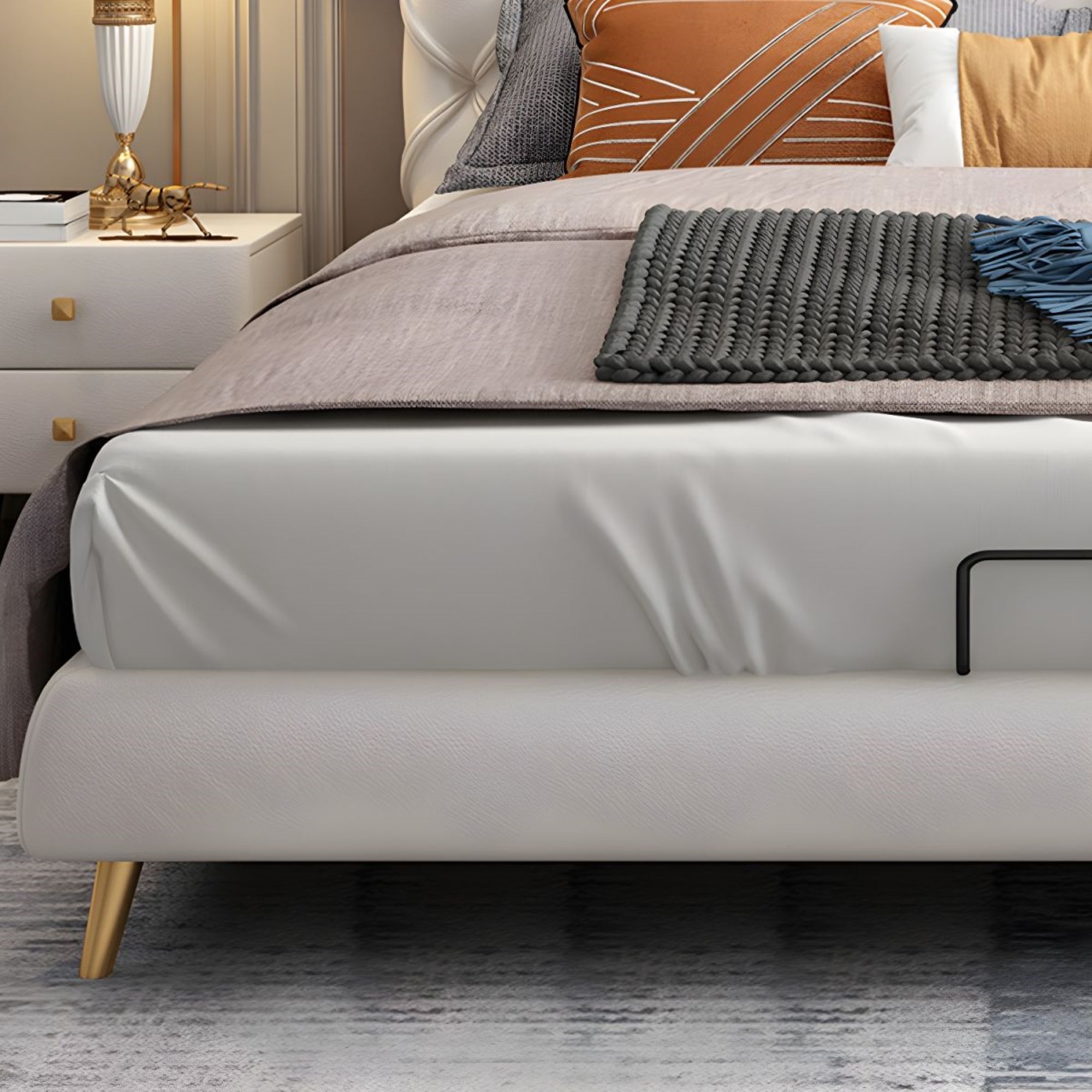 Bed bed double bed, featuring premium comfort and durability, metal legs