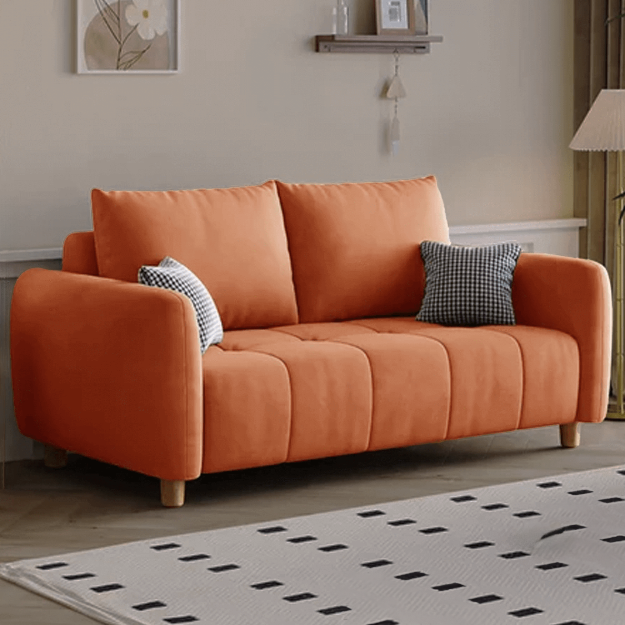 Set of sofa, designed with a commanding presence and living room set couch appeal. Orange colour classy sofa in bangalore