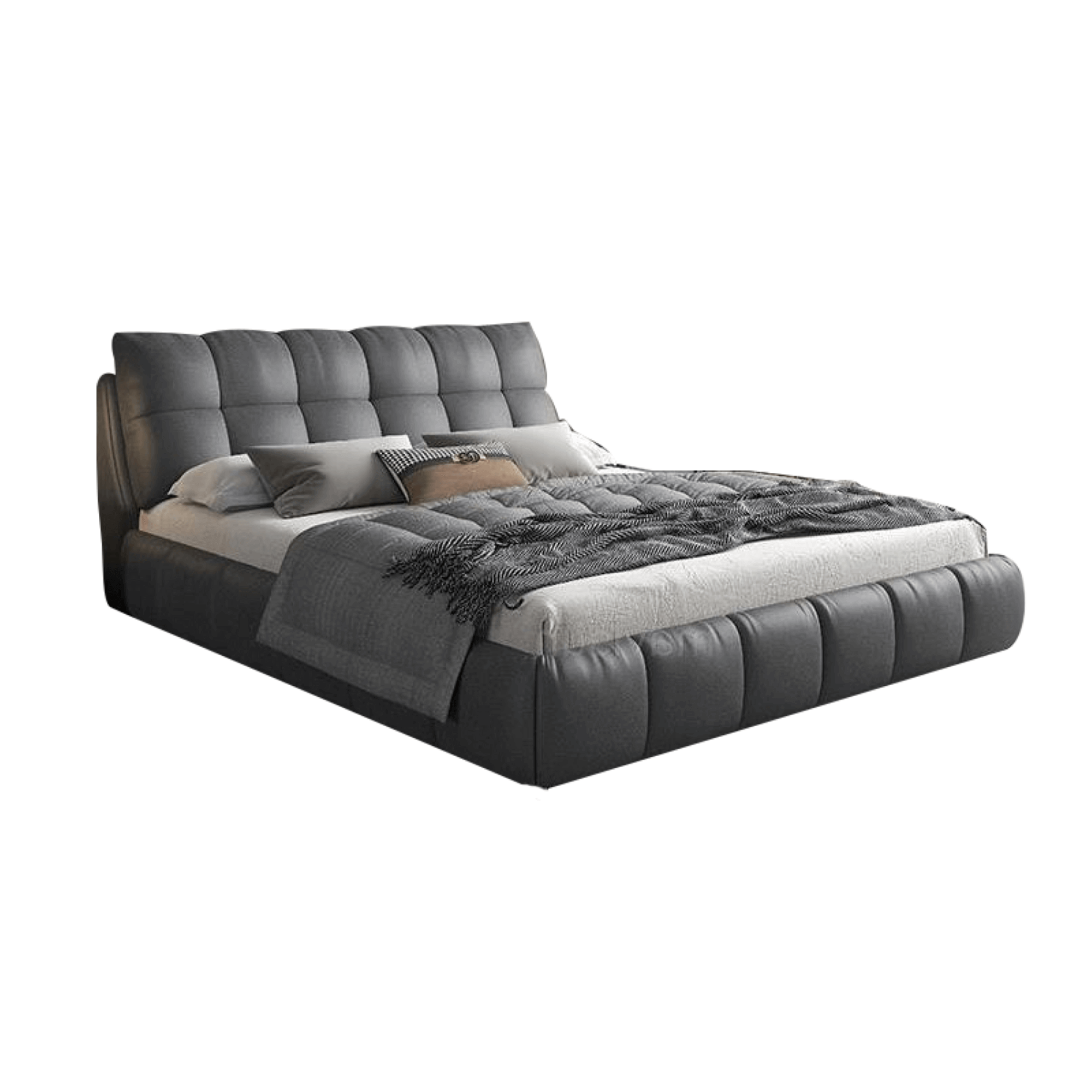 Bed bed double bed, a hydraulic bed with plush upholstery, cushioned headboard