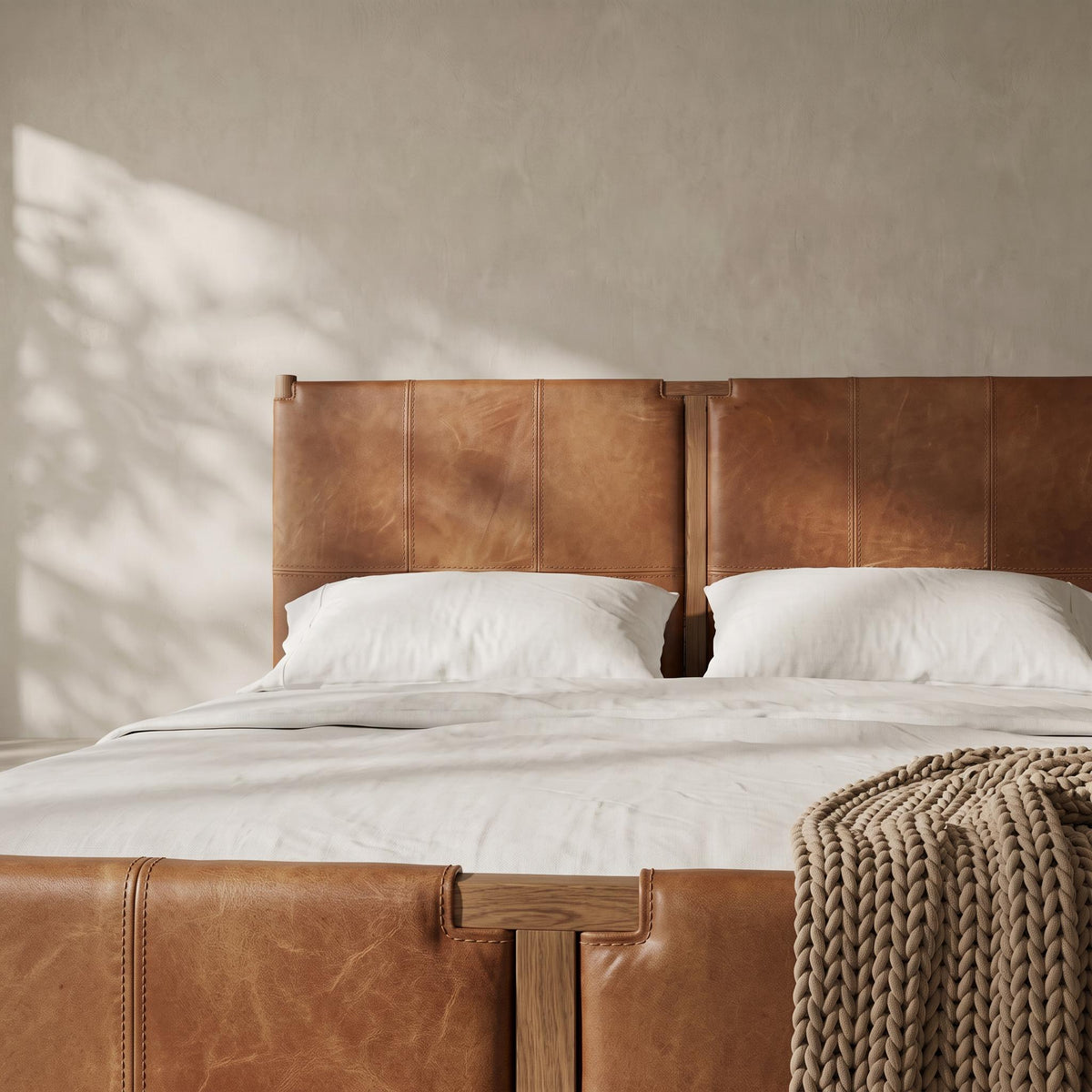 Reynard Leather Upholstered Wooden Bed