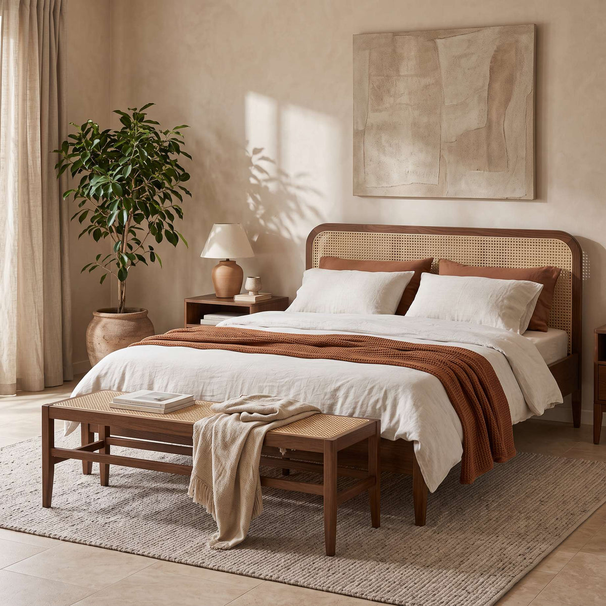 Willow Cane Wooden Bed