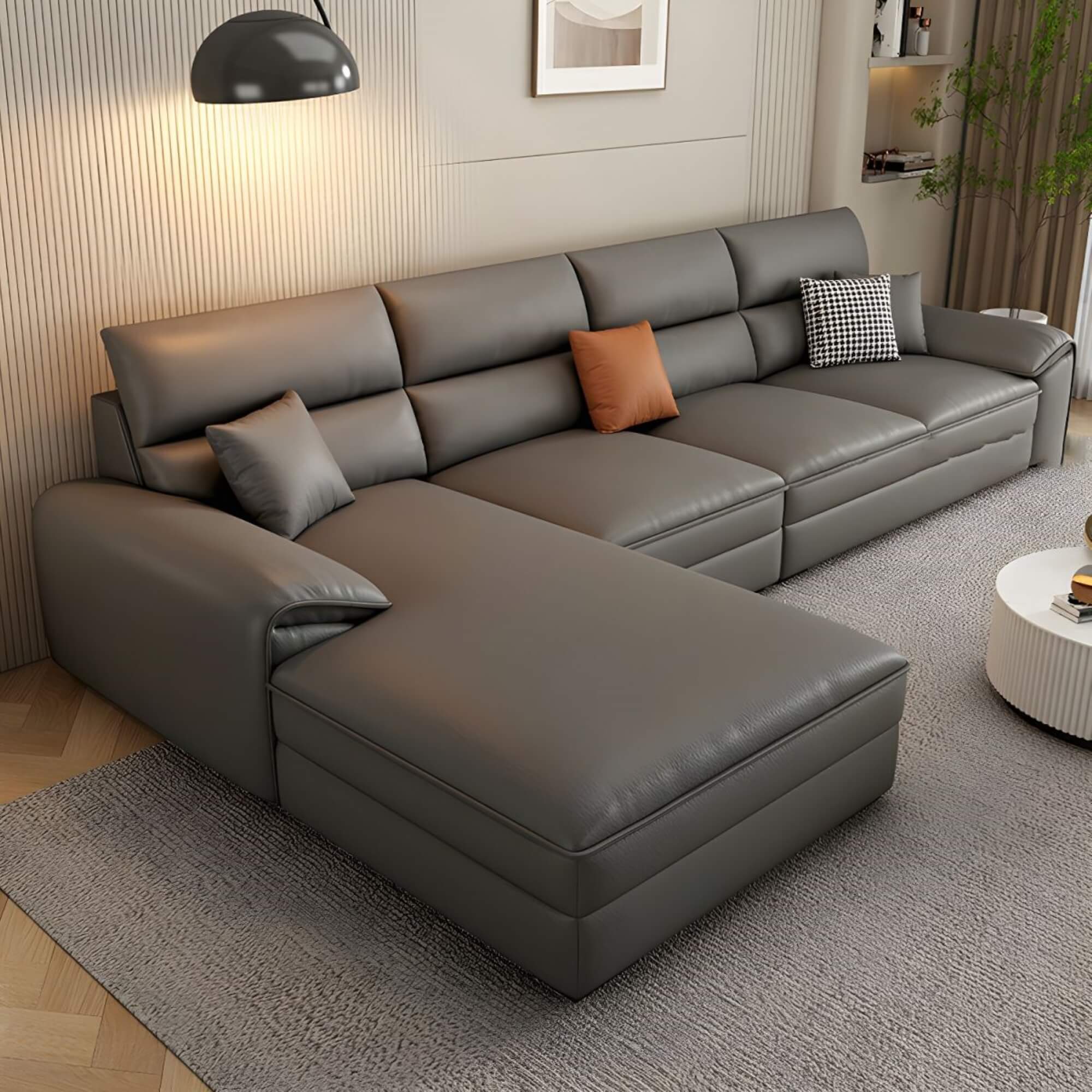 Corner couch sofa, designed with a modern armrest for ergonomic support