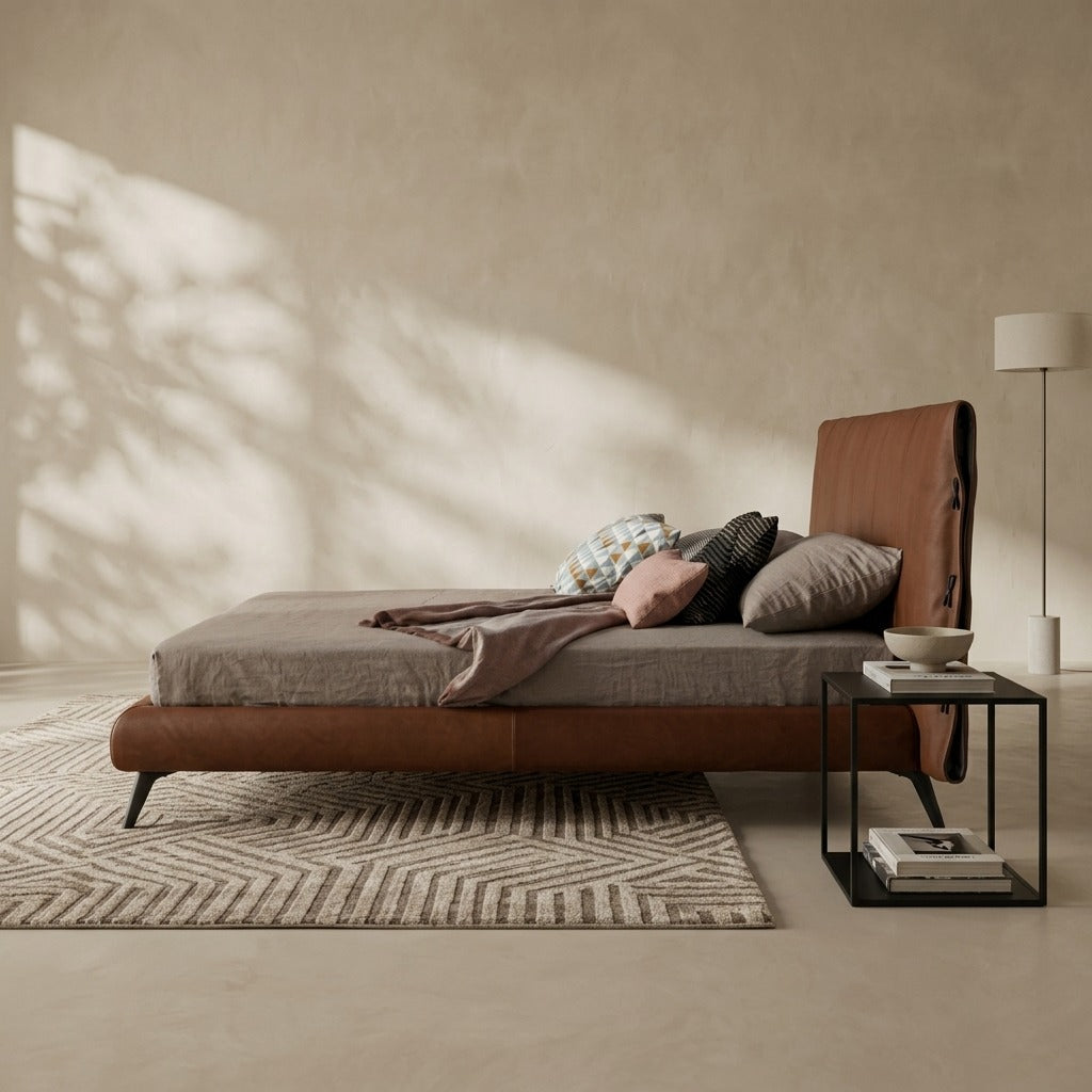 Callum Upholstered Bed in Leather