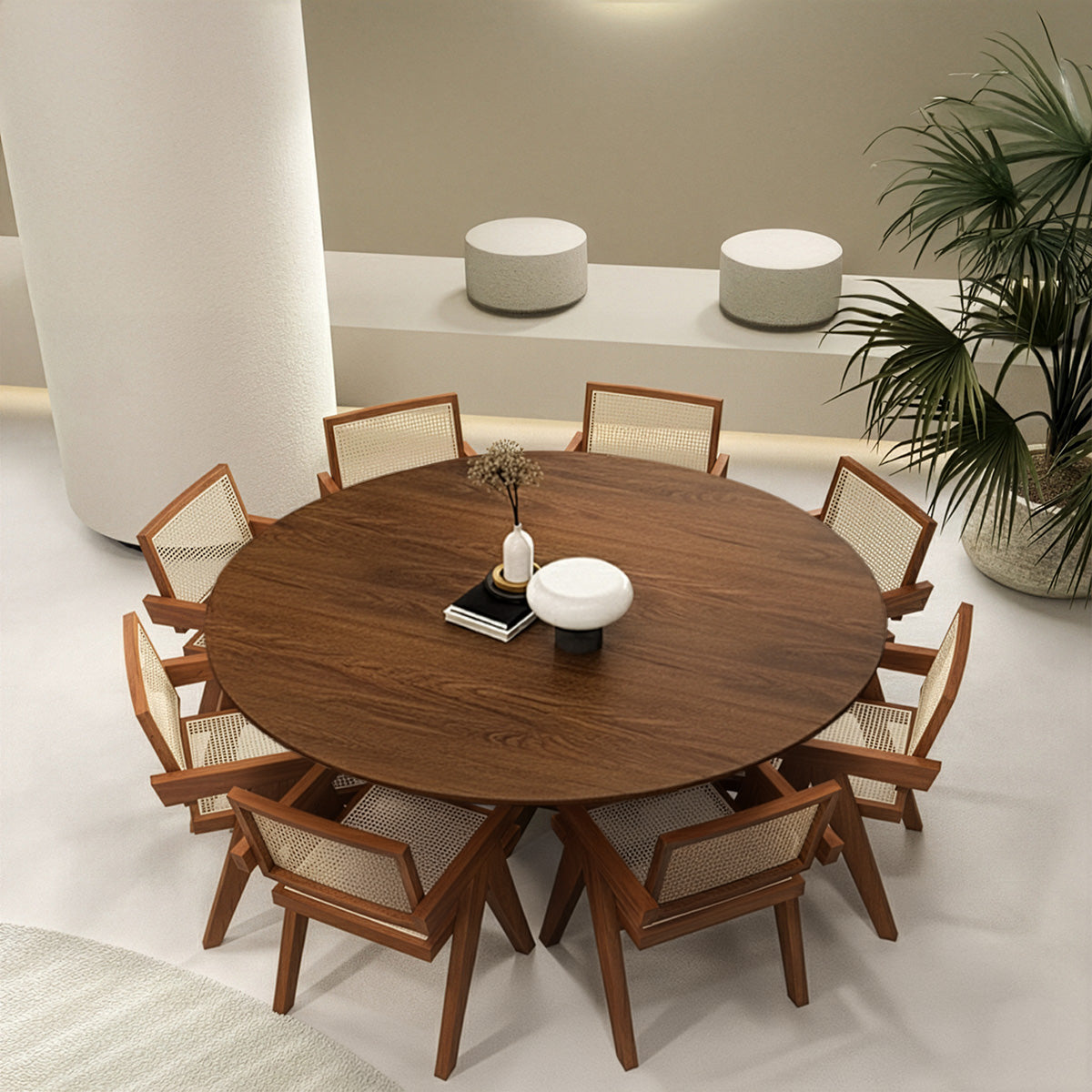 Aurelia | Round Dining Set with Woven Cane Chairs
