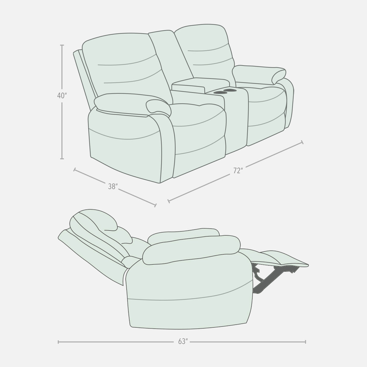 Jamie 2 Seater Recliner with Console