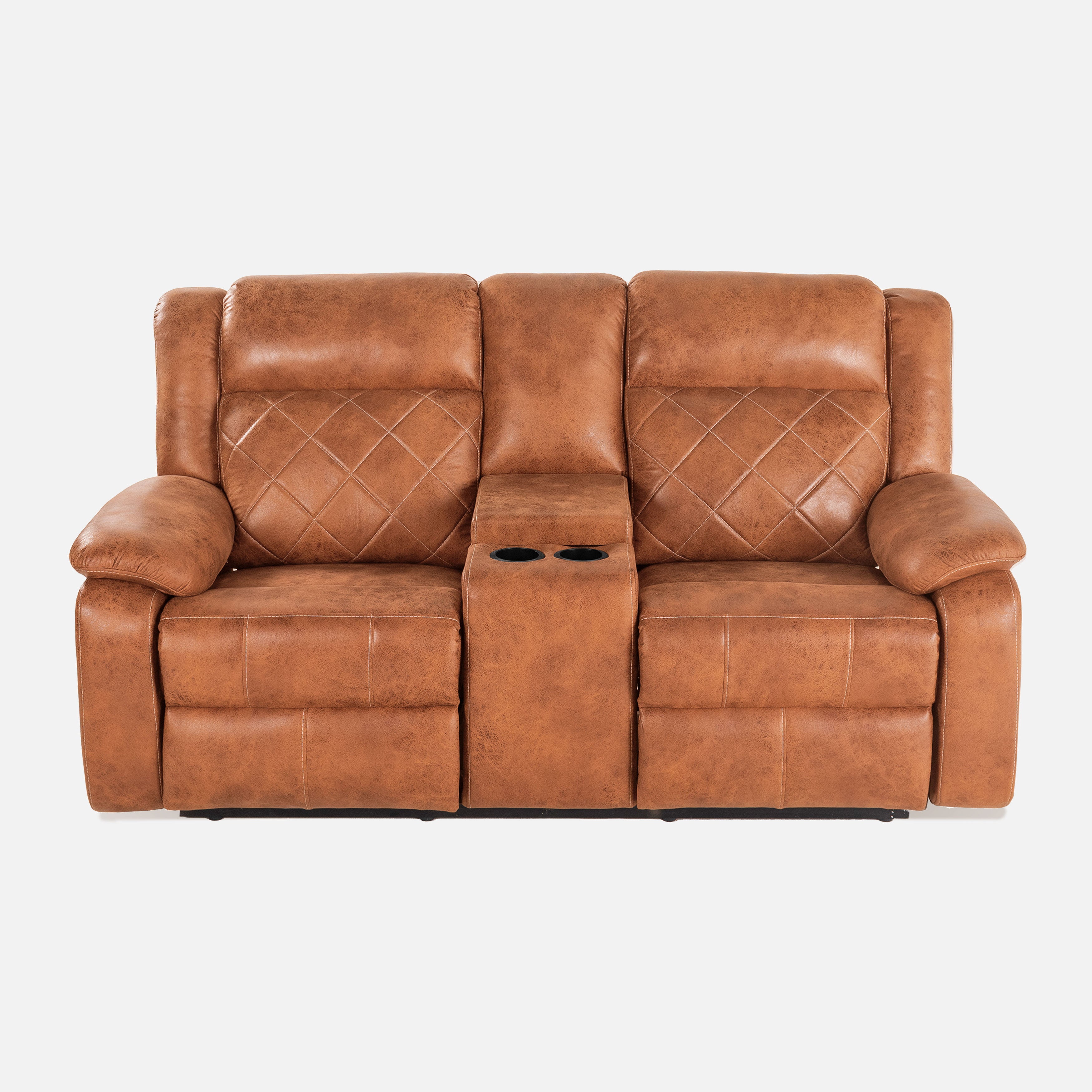 2 seater recliner online with console