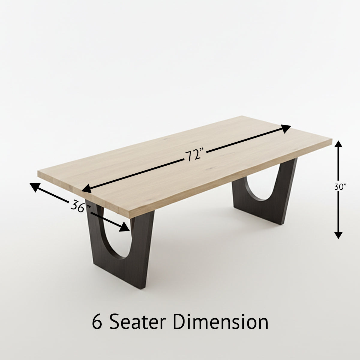 Lumea solid wood dining table dimensions showing 72-inch length and 30-inch height