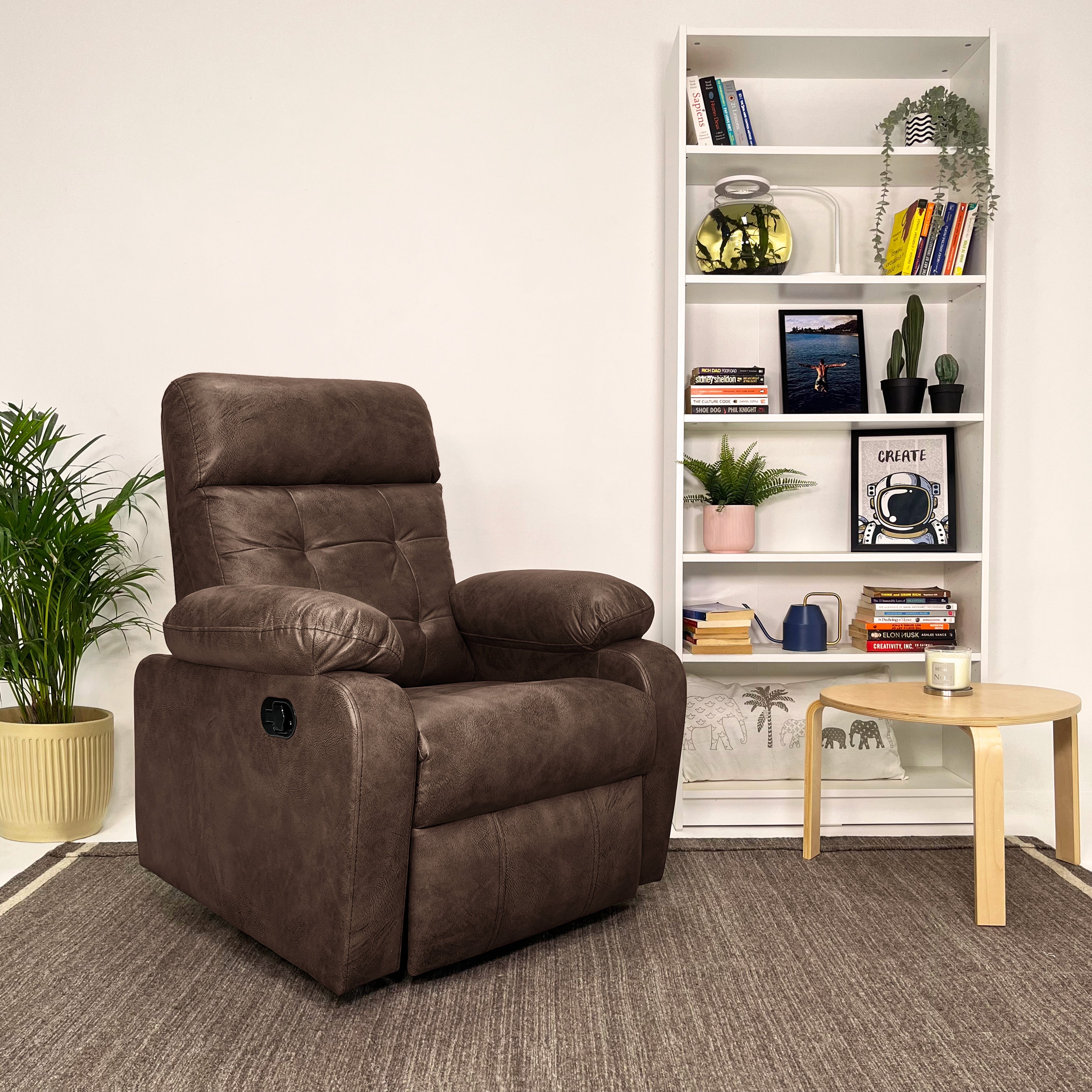 Leather and fabric online recliner