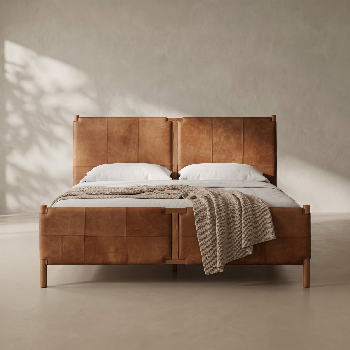 Reynard Leather Upholstered Wooden Bed