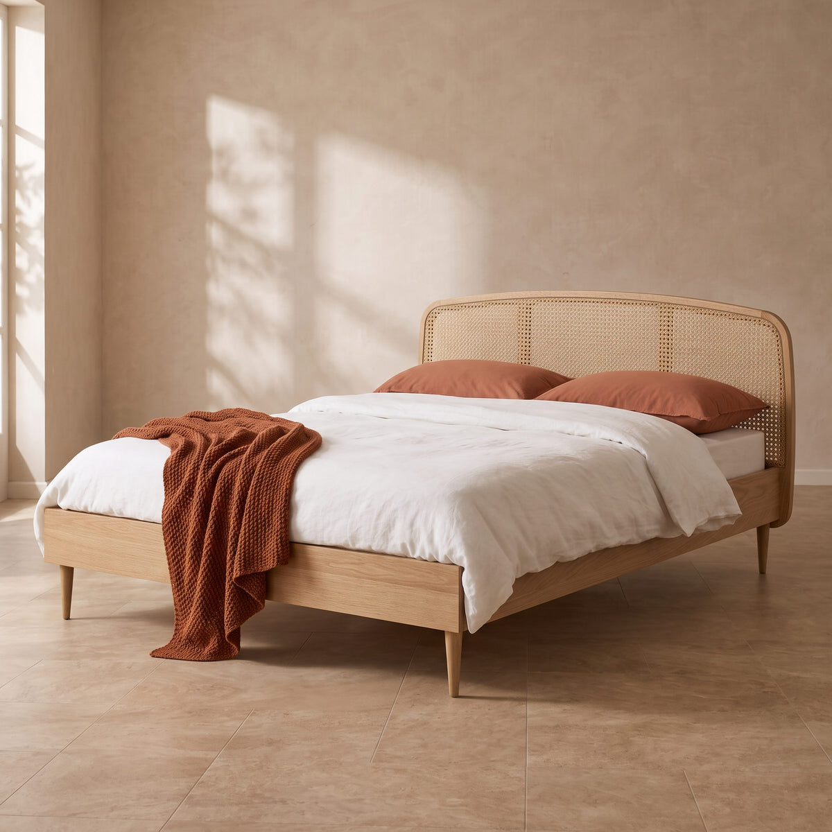 Anya Cane Wooden Bed