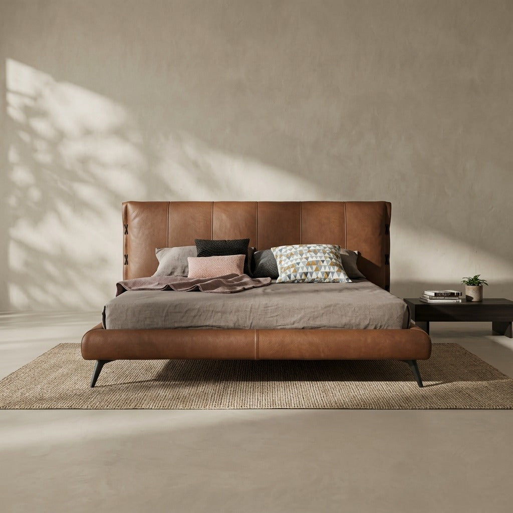 Callum Upholstered Bed in Leather
