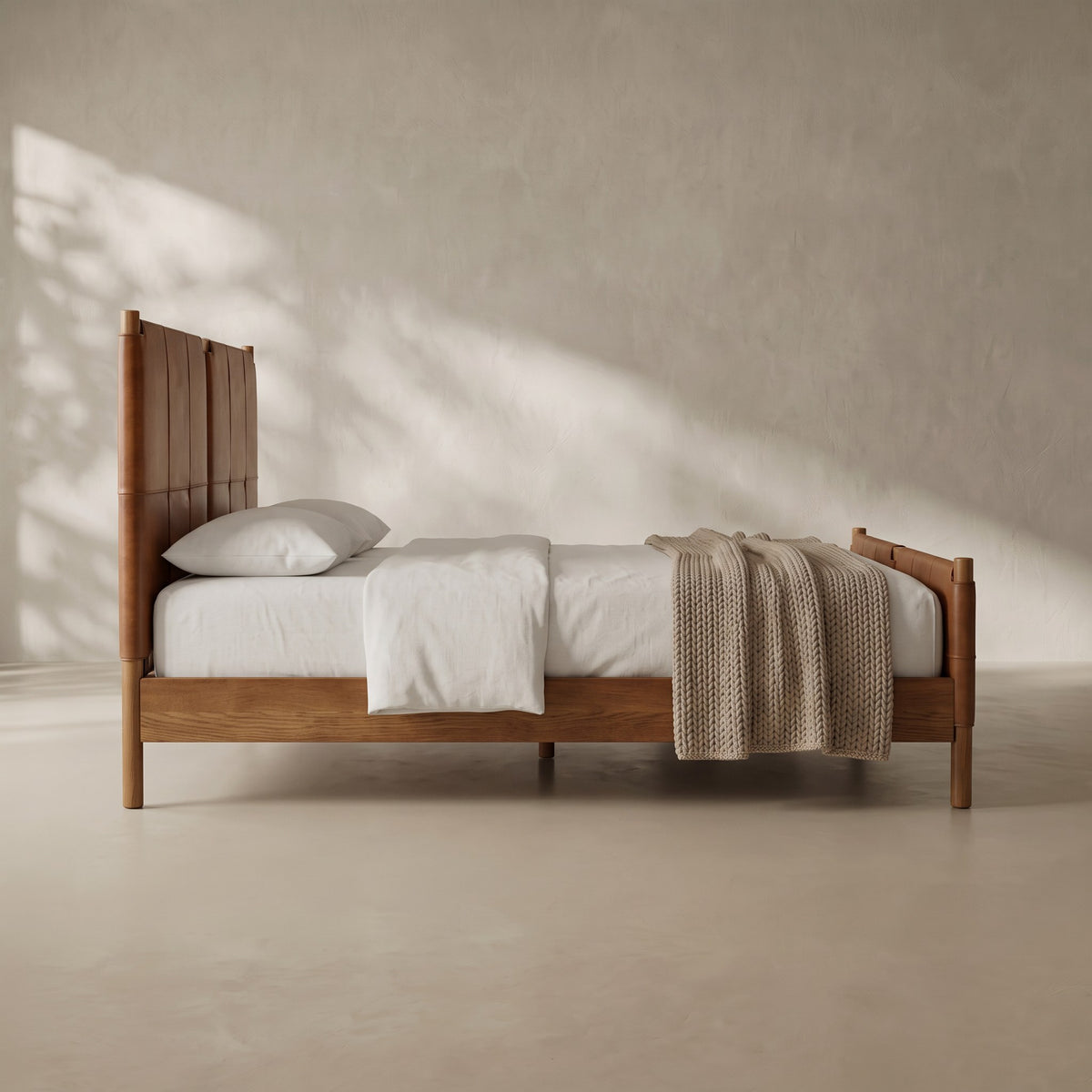 Reynard Leather Upholstered Wooden Bed