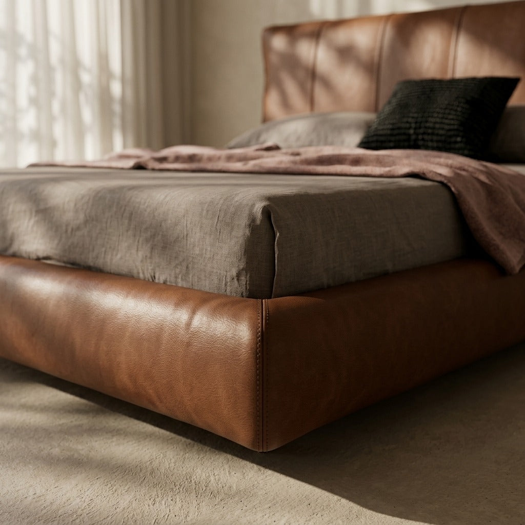 Callum Upholstered Bed in Leather