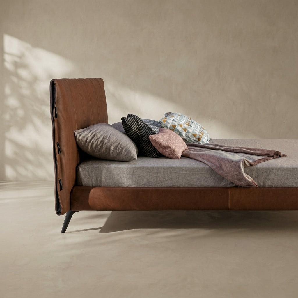 Callum Upholstered Bed in Leather