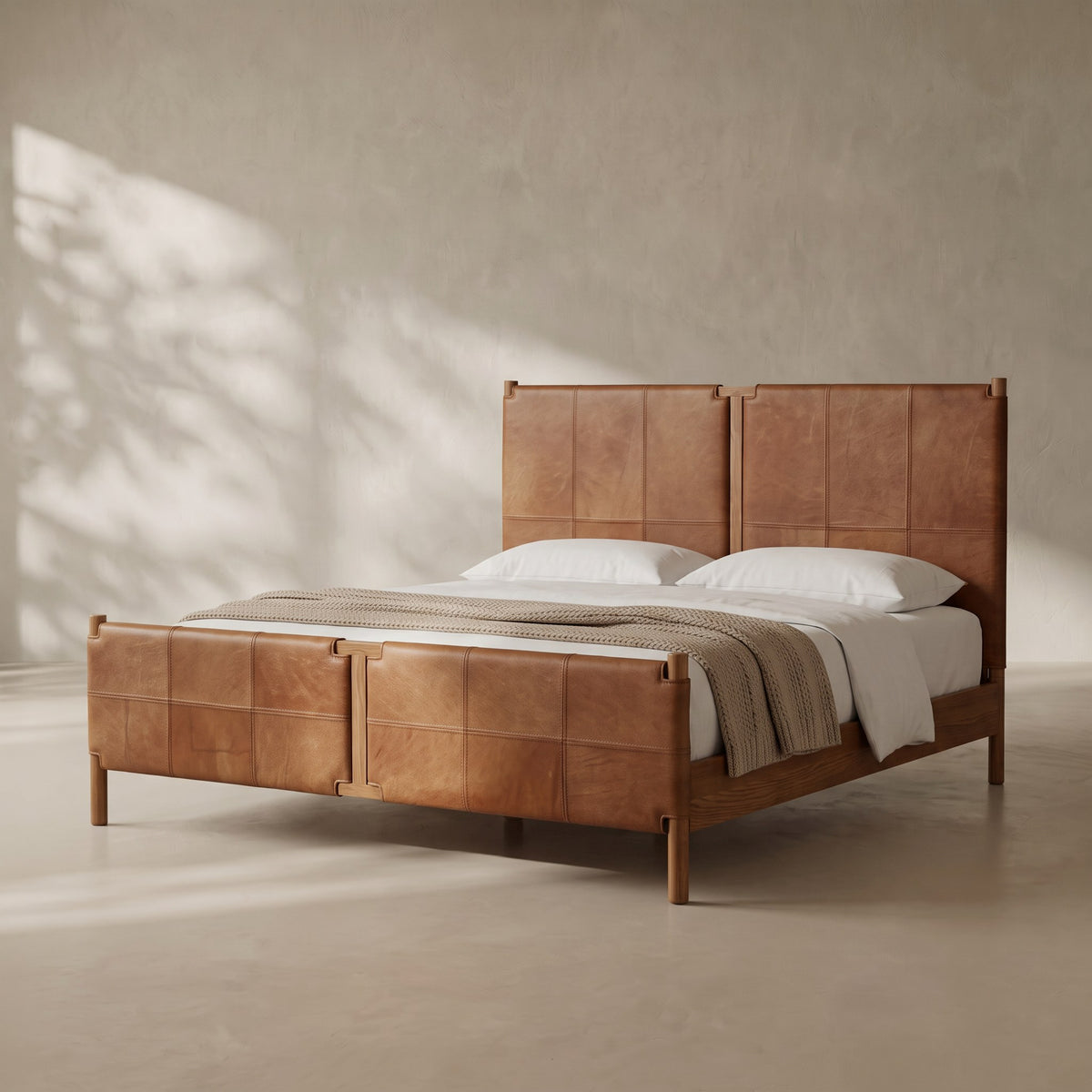 Reynard Leather Upholstered Wooden Bed