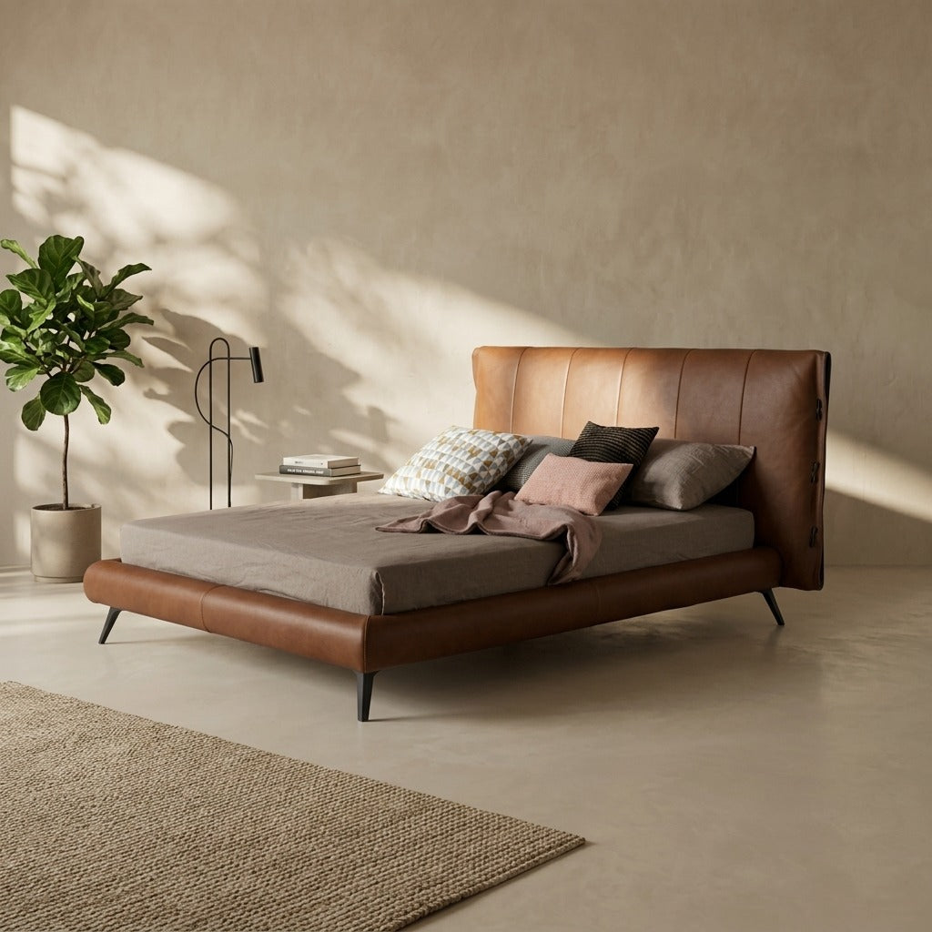 Callum Upholstered Bed in Leather