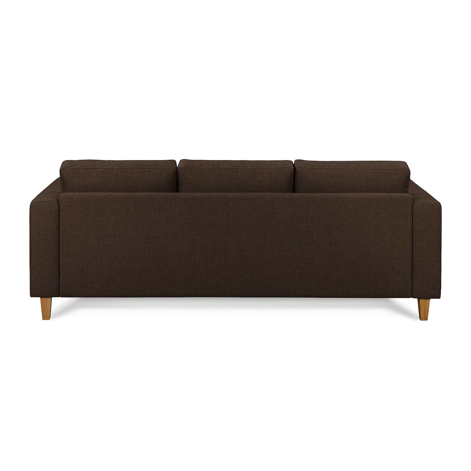 Elegant Allen L Shape Sofa with custom craftsmanship for expansive spaces. Brown fabric sofa. comfortable soft cushion sofa