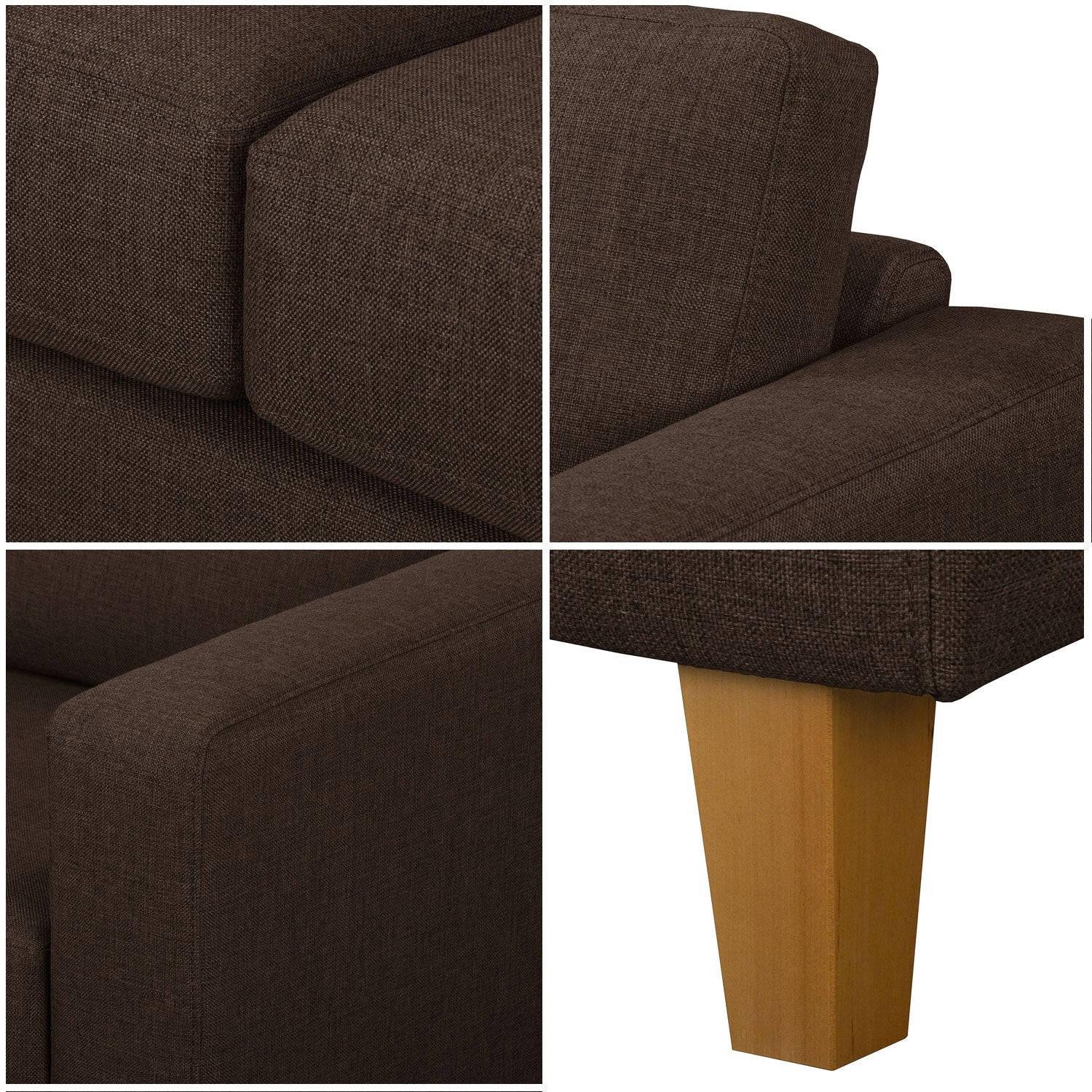 Modern Allen L Shape Sofa providing comfort and style for spacious interiors. Wooden leg sofa