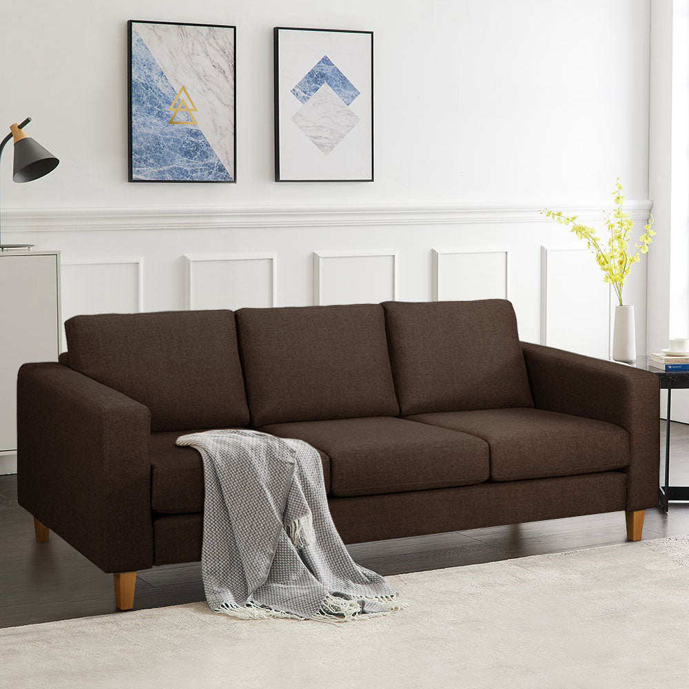 Allen L Shape Sofa designed for spacious areas, perfect for large living rooms. Brown simple basic sofa