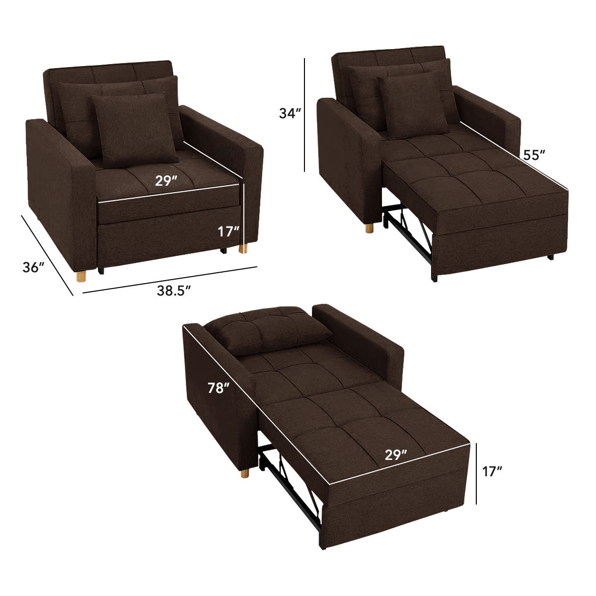 Derby Convertible Armchair | Lounger | Bed